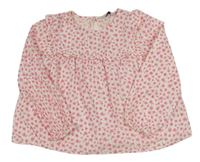 Bílo-růžová květovaná halenka s volánkem Primark