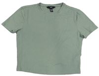 Světlekhaki žebrované crop tričko New Look