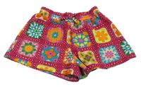 Fuchsiovo-barevné kraťasy s květy Matalan