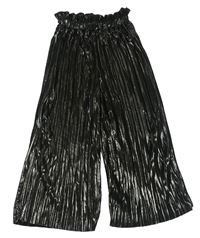 Černo-stříbrné metalické plisované culottes kalhoty George 