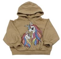 Béžová mikina s jednorožcem a kapucí H&M