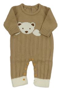 Béžový pletený overal s medvídkem 