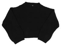 Černý perforovaný crop svetr New Look