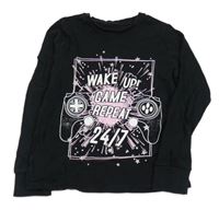 Černé pyžamové triko s nápisem a potiskem George