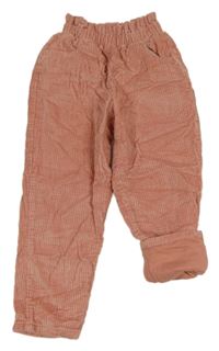 Růžové podšité paper bag manšestráky Topolino