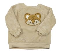 Béžová chlupatá mikina s liškou