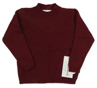 Nové - Vínový vzorovaný svetr 