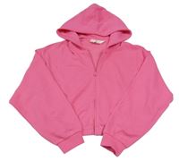 Růžová propínací crop mikina s kapucí H&M