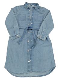 Světlemodré riflové košilové šaty s páskem H&M