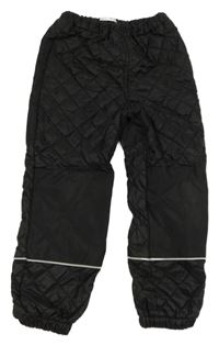 Černé šusťákové prošívané kalhoty 