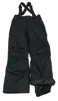 Černé šusťákové funkční oteplovačky s kšandami Crane