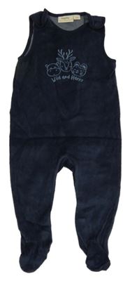 Tmavomodré sametové dupačky se zvířaty Lupilu