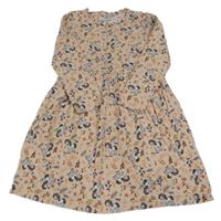 Světlerůžové květované bavlněné šaty s jednorožci Kiki&Koko