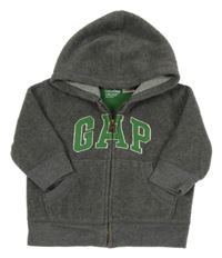 Tmavošedá fleecová propínací mikina s kapucí GAP