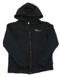 Černá propínací mikina s výšivkou a kapucí River Island