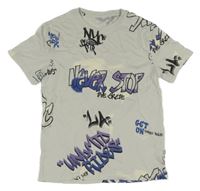 Světlešedé tričko s grafitti C&A