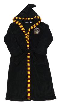 Černý chlupatý župan s pruhovaným lemem a kapucí - Harry Potter