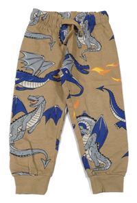 Hnědé tepláky s draky H&M