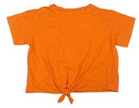 Oranžové crop tričko s uzlem zn. H&M