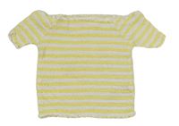 Žluto-bílé proužkované žabičkované crop tričko Primark 