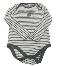 Bílo-šedé pruhované body s dinosaurem F&F