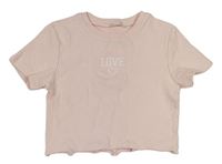 Světlerůžové žebrované crop tričko s nápisem zn. River Island