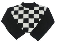 Černo-bílý kostkovaný crop svetr H&M