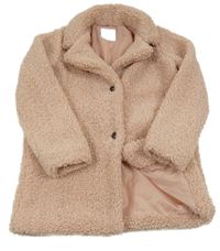 Světlerůžový huňatý podšitý kabát Primark