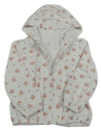 Bílá kytičkovaná propínací mikina s kapucí C&A