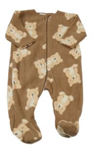 Béžový fleecový overal s medvídky Next