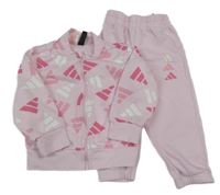 2set - Světlerůžová propínací mikina s logy + tepláky Adidas