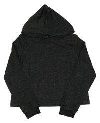 Černá melírovaná crop mikina s kapucí 