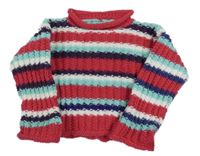 Barevný pruhovaný pletený svetr 