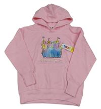 Nové - Svělerůžová mikina s hradem a kapucí 