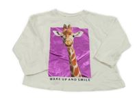 Bílé triko se žirafou Zara