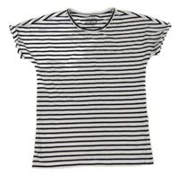Bílo-černé pruhované tričko Tchibo