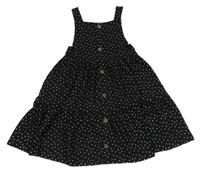 Černé lehké šaty s puntíky a knoflíky Primark
