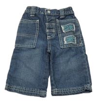 Nové - Tmavomodré rifle s nášivkami 