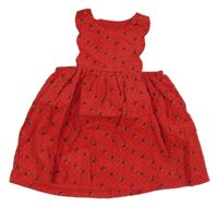 Červené manšestrové šaty s kytičkami Mothercare