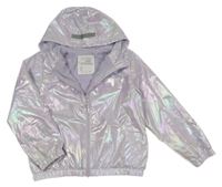 Fialová perleťová šusťáková jarní bunda s kapucí Nutmeg