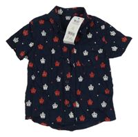 Nové - Tmavomodrá košile s korunkami George 