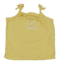 Žlutý top s nápisem a volánky Kiabi