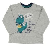 Šedá melírovaná mikina s dinosaurem z. Ergee