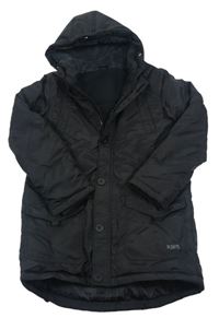 Černá šusťáková zimní dlouhá bunda s kapucí takko