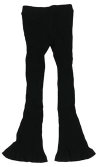 Černé žebrované flare kalhoty Matalan