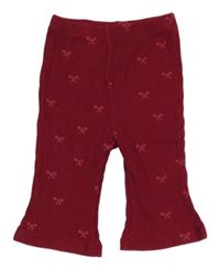 Vínové žebrované tepláky s mašličkami George