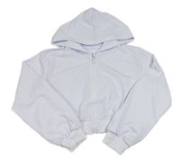 Bílá propínací crop mikina s kapucí SHEIN