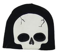 Černá pletená čepice s lebkou 