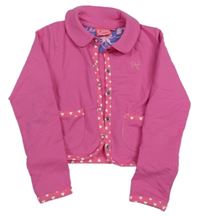 Tmavorůžová propínací crop mikina se srdíčky a límečkem Jubel