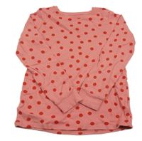 Jahodovo-červené puntíkaté pyžamové triko Next